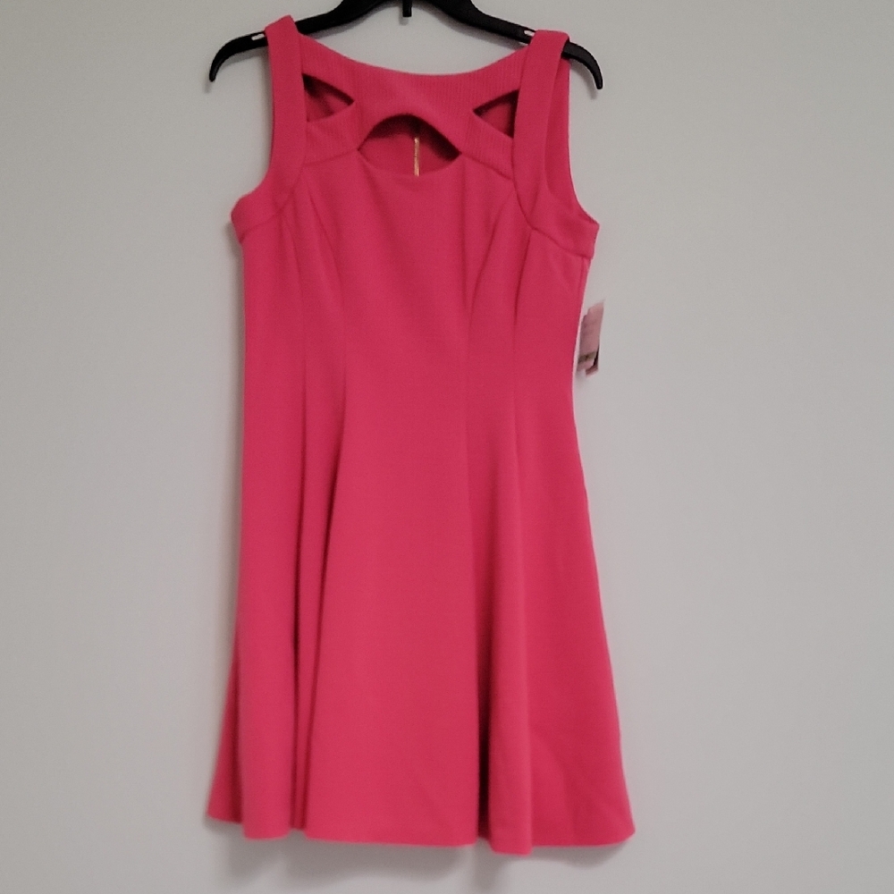 Gabby Skye Pink Sleeveless Square Neck A-Line Mini